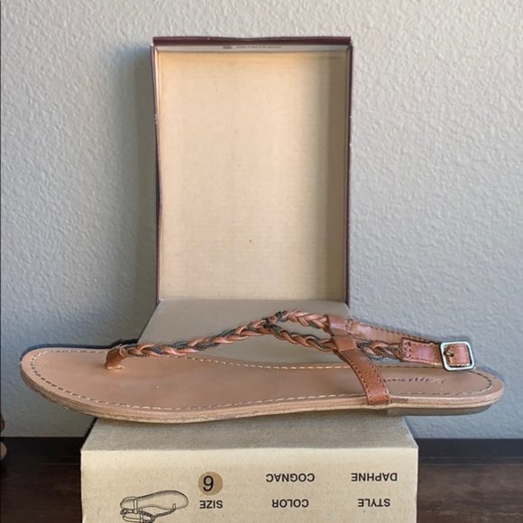 Zigi Soho Daphne Cognac Tan & Brass Chain Braided Sandals Size 6 - Picture 7 of 12